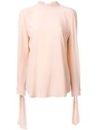 Equipment Tied Neck And Sleeve Blouse - Pink & Purple