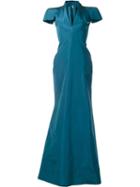 Zac Posen V-neck Gown, Women's, Size: 4, Green, Silk