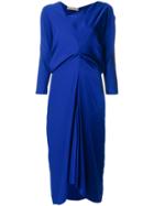 Marni Gathered V-neck Dress - Blue