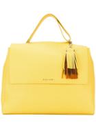 Orciani Fringed Detail Tote, Women's, Yellow/orange, Leather