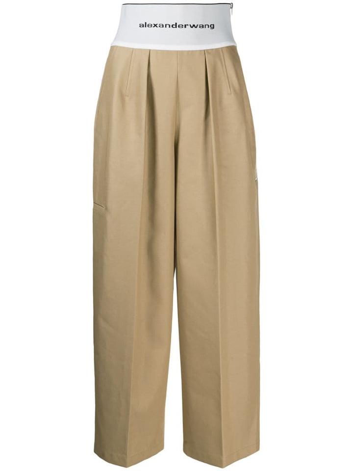 Alexander Wang High-waisted Logo Trousers - Neutrals