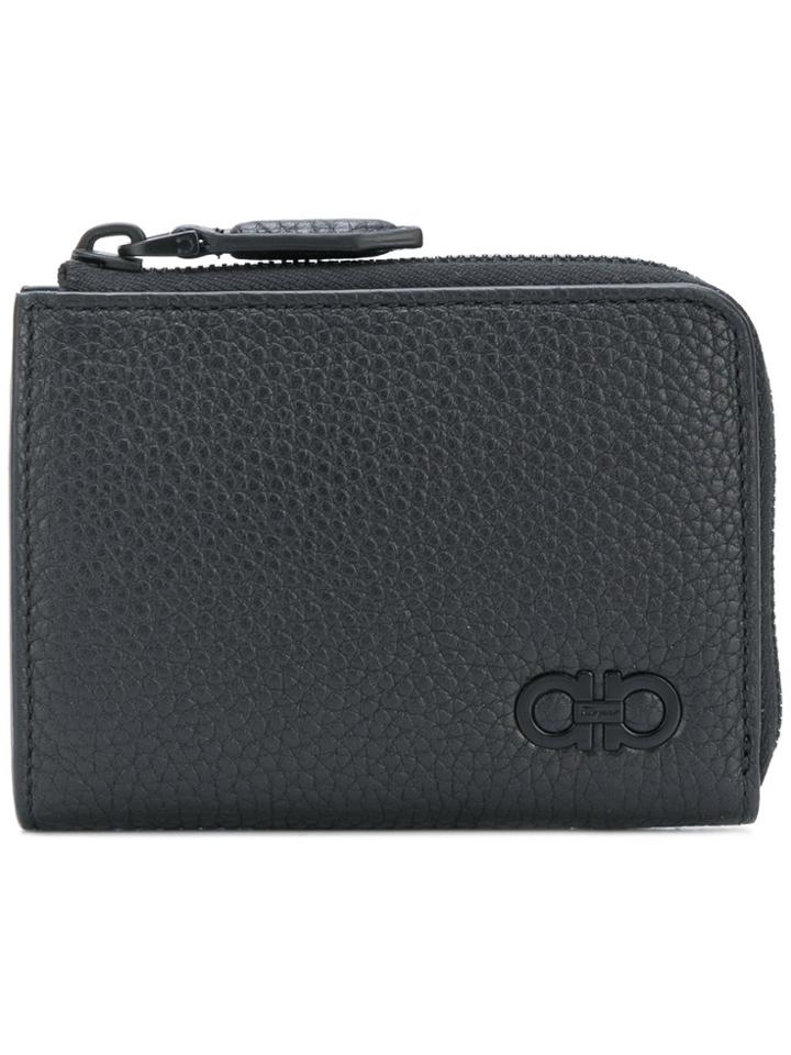 Salvatore Ferragamo Half Zip Coin Pouch - Black