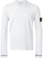 Stone Island V-neck Sweater, Men's, Size: Xxxl, Grey, Cotton
