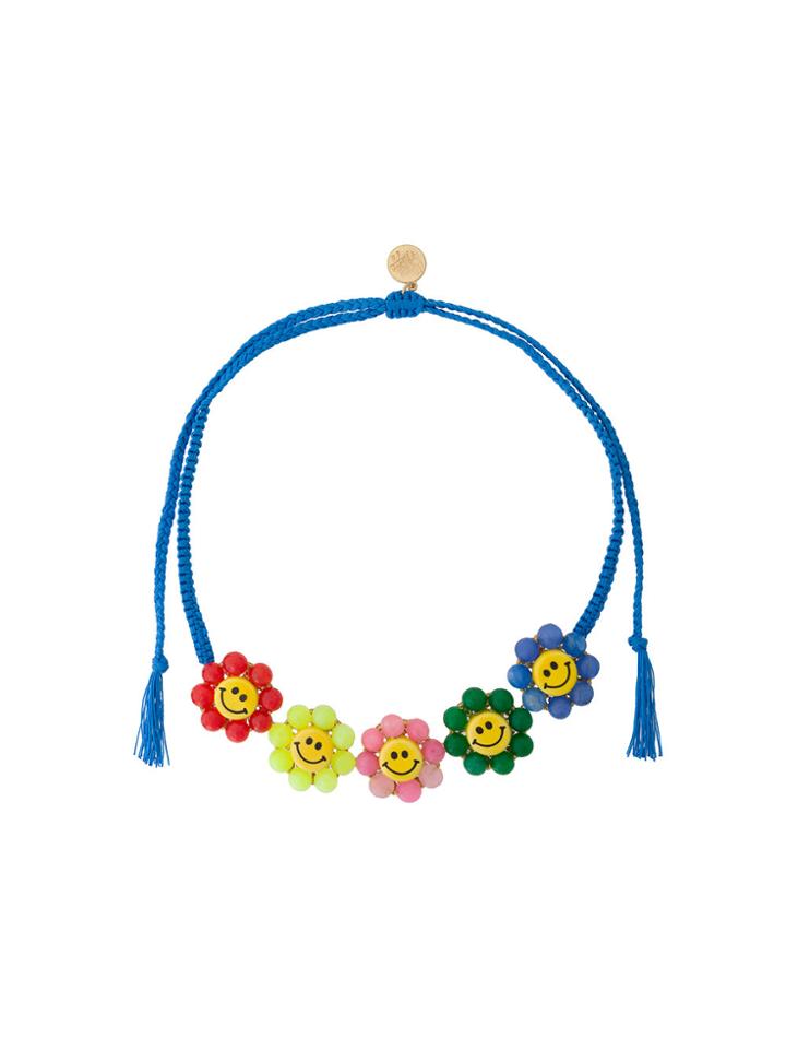 Venessa Arizaga Smiley Flowers Necklace - Blue