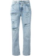 Dolce & Gabbana Strawberry Embellished Cropped Jeans, Women's, Size: 40, Blue, Cotton/resin/glass/silk