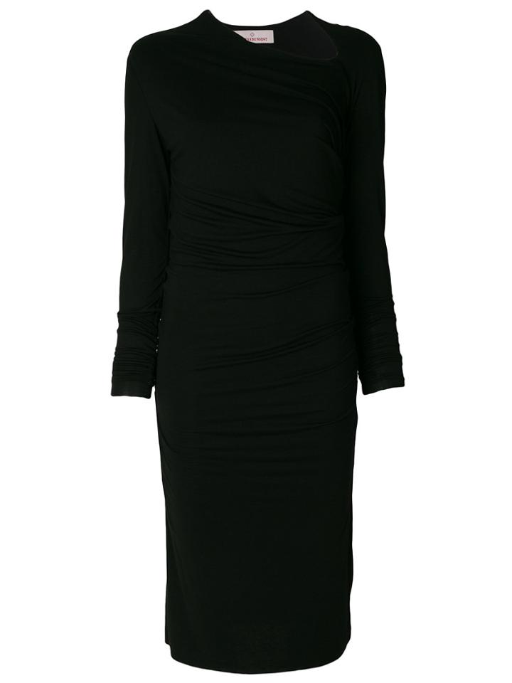 A.f.vandevorst Slash Neck Gathered Dress - Black