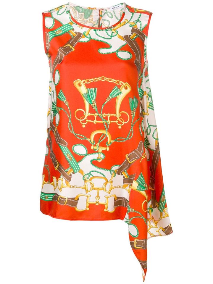 P.a.r.o.s.h. Asymmetric Printed Top - Orange