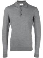 Fashion Clinic Long Sleeve Knitted Polo Shirt, Men's, Size: 50, Grey, Wool