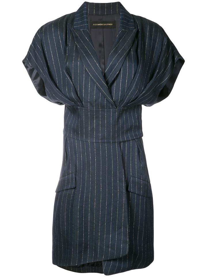 Pinstripe Dress - Women - Linen/flax/lurex/viscose - 36, Blue, Linen/flax/lurex/viscose, Alexandre Vauthier