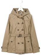 Burberry Kids Technical Hooded Trenchcoat, Girl's, Size: 14 Yrs, Nude/neutrals