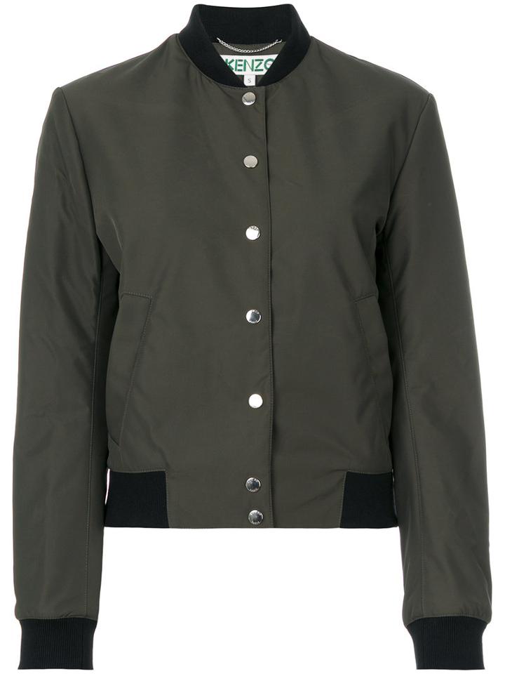 Kenzo - Embroidered Tiger Bomber Jacket - Women - Cotton/acrylic/nylon/wool - S, Green, Cotton/acrylic/nylon/wool