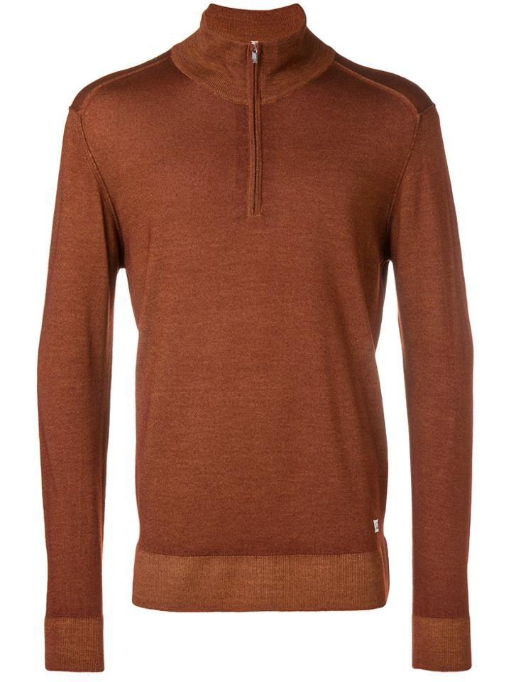 Cp Company Front Zip Pullover - Brown