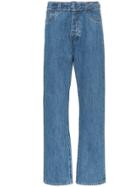 Prada Straight Leg Belted Denim Jeans - Blue