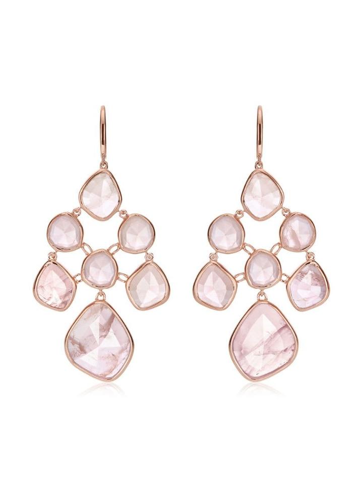 Monica Vinader Siren Chandelier Rose Quartz Earrings - Pink
