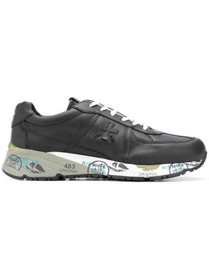 Premiata Printed Logo Sneakers - Black