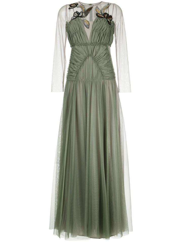 Antonio Marras Gathered Tulle Dress With Embroidery - Green