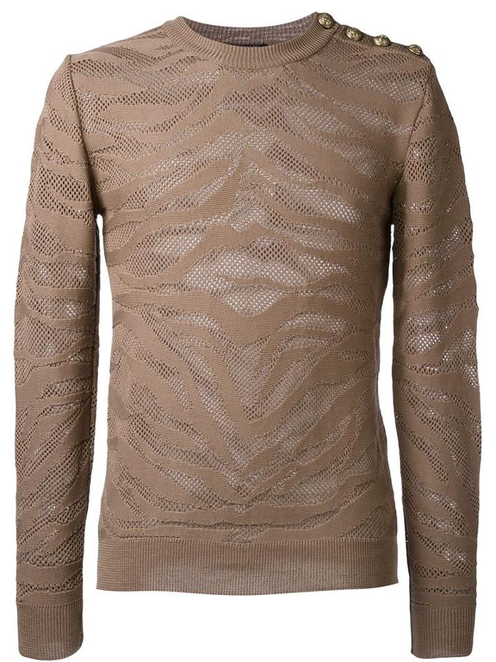 Balmain Zebra Jacquard Jumper