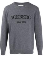 Iceberg Knitted Logo Jumper - Grey