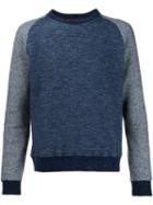 Eleventy Contrast Sweatshirt, Men's, Size: Large, Blue, Cotton/wool/polyimide
