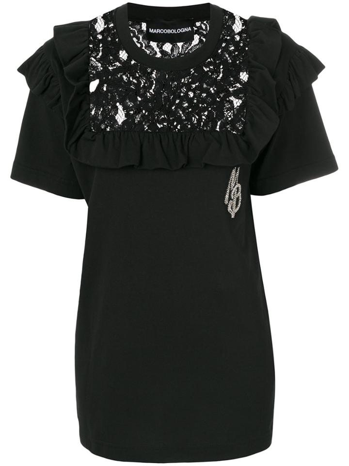 Marco Bologna Lace Yoke Detail Top - Black