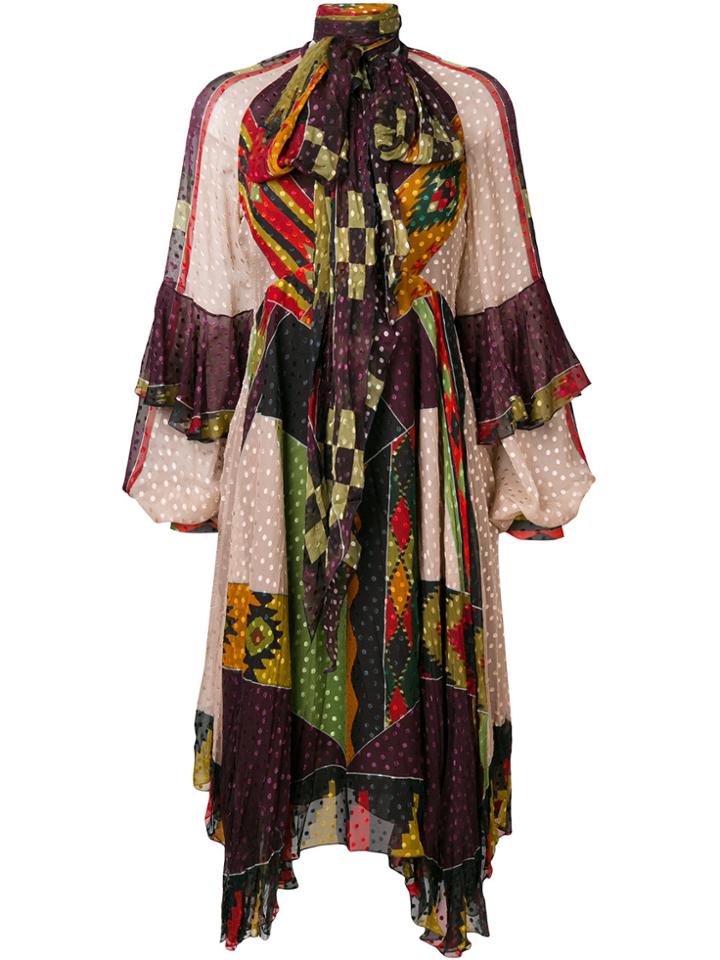 Etro Printed Flared Dress - Pink & Purple