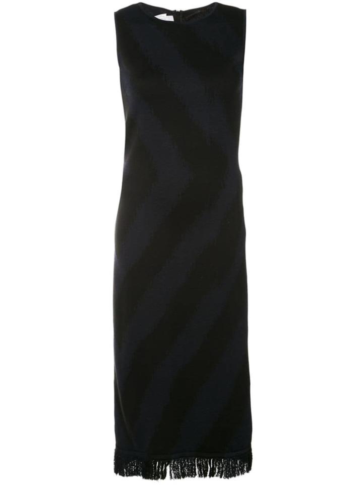 Oscar De La Renta Diagonal Print Midi Dress - Black