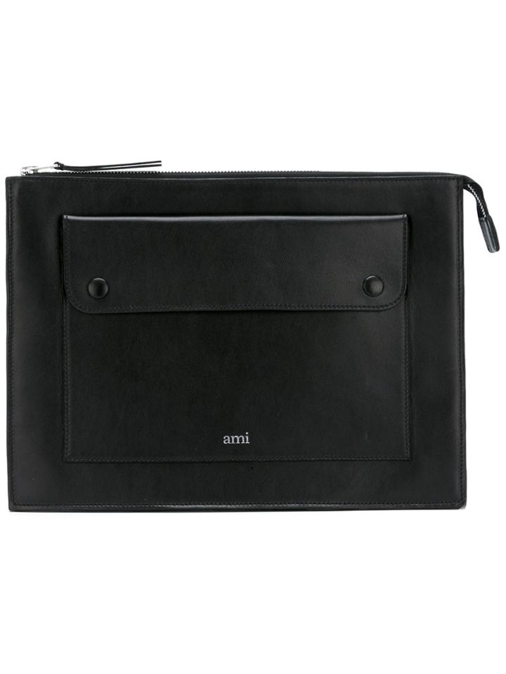Ami Alexandre Mattiussi Patch Pocket Zip Pouch - Black