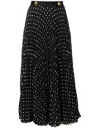 Prada Polka Dot Print Pleated Skirt - Black