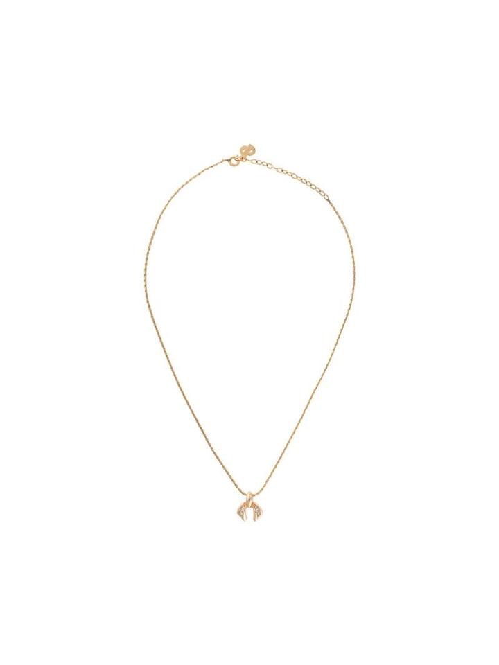 Christian Dior Pre-owned Rhinestone Pendant Necklace - Gold