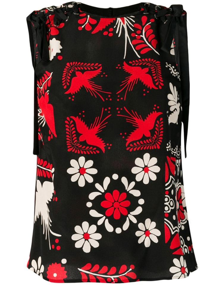 Red Valentino Decorated Terrace Printed Top - Black