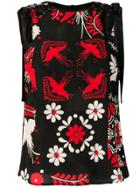 Red Valentino Decorated Terrace Printed Top - Black