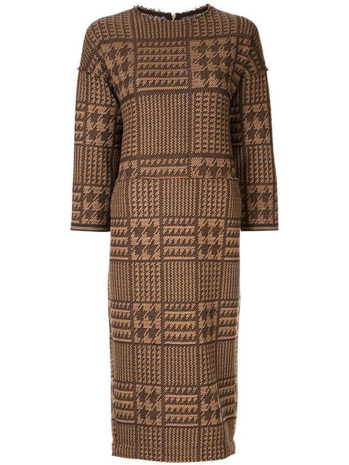 Coohem Tech Tweed Shift Dress - Brown