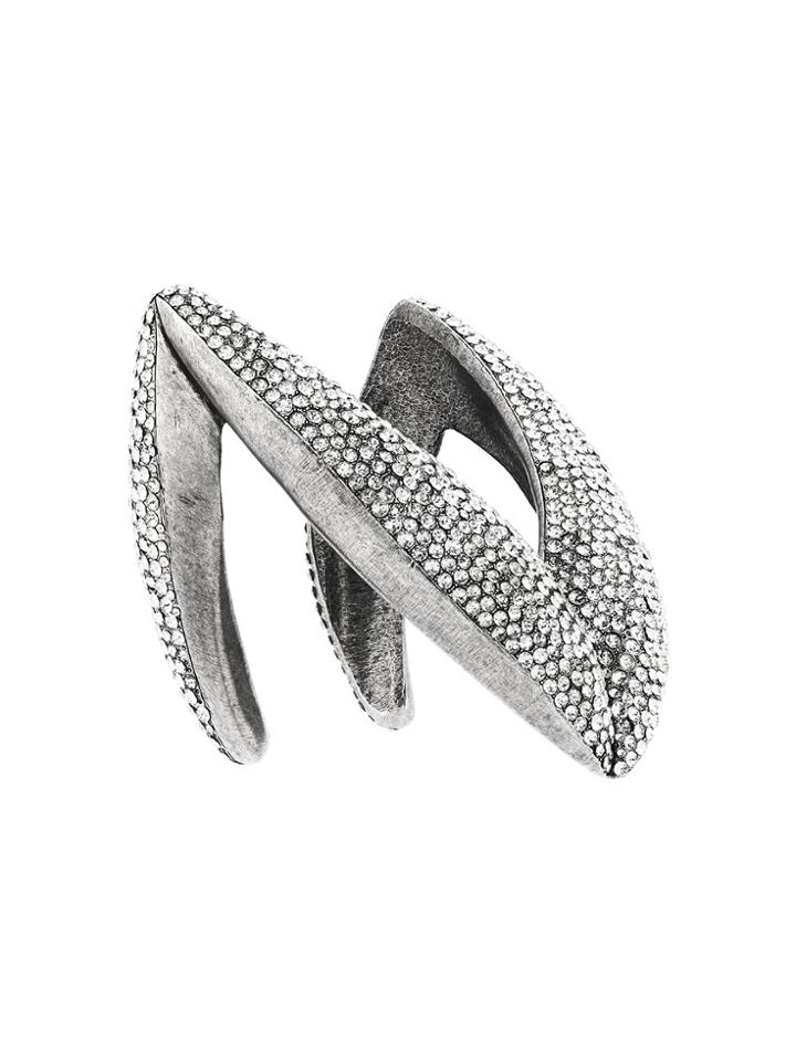 Saint Laurent Crystal Chevron Bracelet - Metallic
