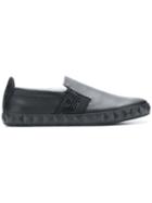 Emporio Armani Embossed Slip-on Sneakers - Black