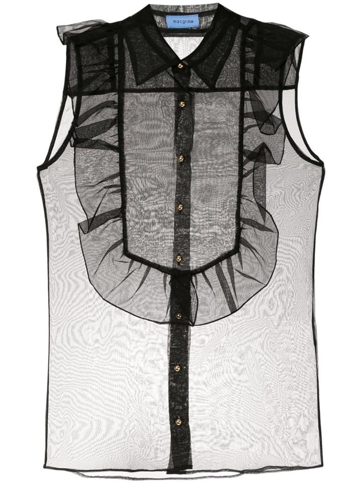 Macgraw Bonnie Sleeveless Sheer Blouse - Black