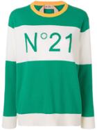 No21 Logo Colour-block Sweater - Green