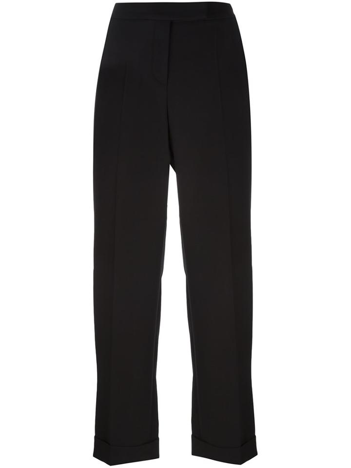 Salvatore Ferragamo Cropped Trousers, Women's, Size: 40, Black, Virgin Wool