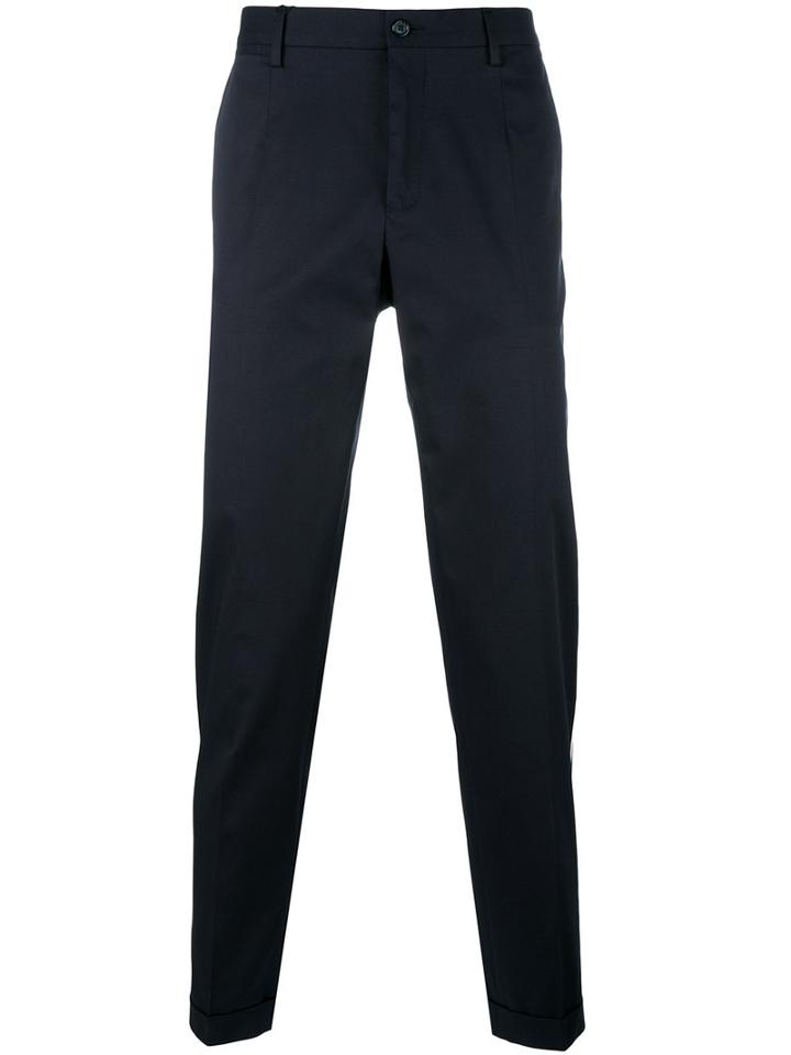 Dolce & Gabbana Tailored Trousers, Men's, Size: 44, Blue, Cotton/spandex/elastane