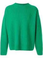 Ami Paris Crew Neck Wool Oversize Sweater - Green