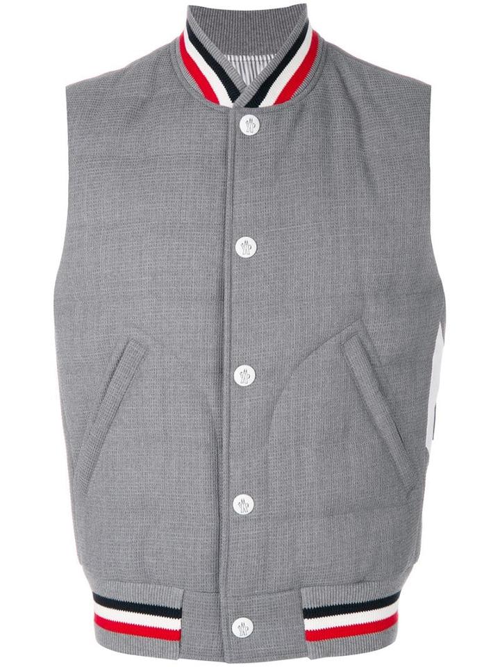 Moncler Contrast-trim Padded Gilet - Grey
