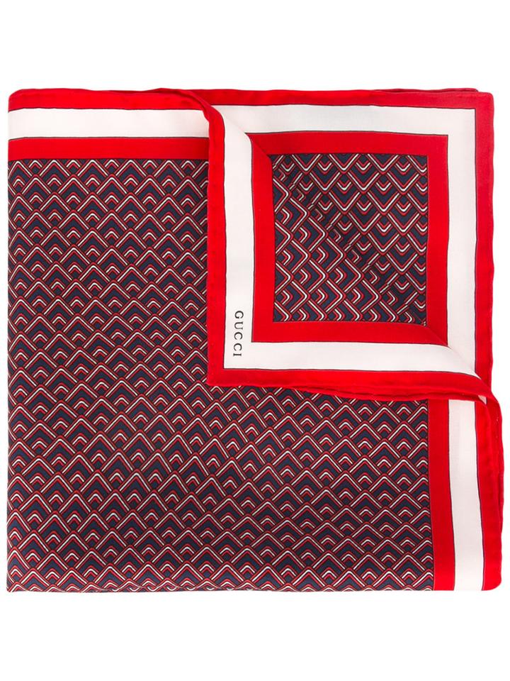 Gucci - Geometric Print Pocket Square - Men - Silk - One Size, Red, Silk