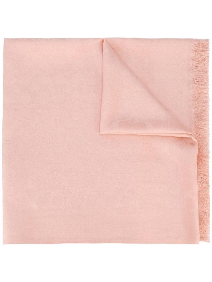 Coach Frayed Scarf - Pink & Purple