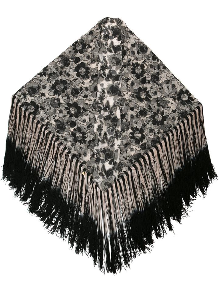 Anna Sui Walk In The Shade Floral Lurex Shawl - Black