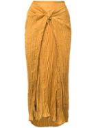 Vince Pleated Knot Skirt - Yellow & Orange