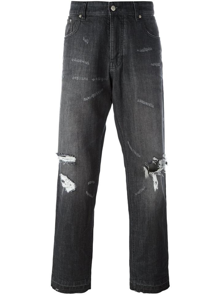 Ami Alexandre Mattiussi Distressed Slim Fit Jeans, Men's, Size: 29, Black, Cotton
