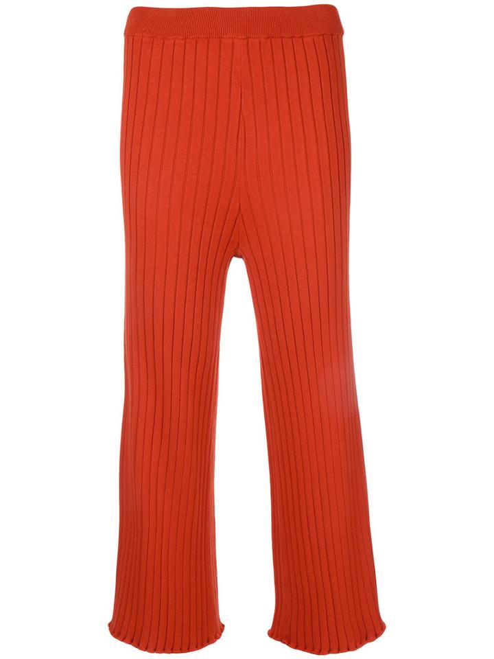 Le Ciel Bleu Knitted Cropped Trousers, Women's, Size: 36, Yellow/orange, Nylon/rayon