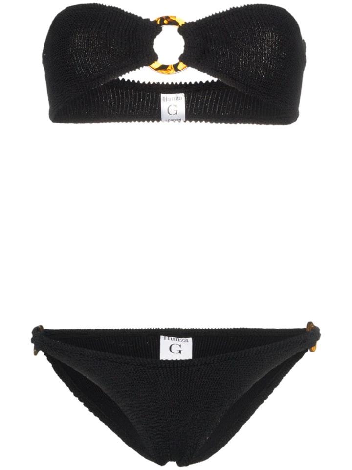 Hunza G Gloria Bandeau Bikini With Rings - Black