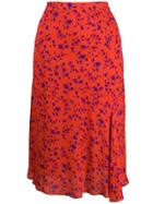 Mcq Alexander Mcqueen Floral Print Midi Skirt - Orange