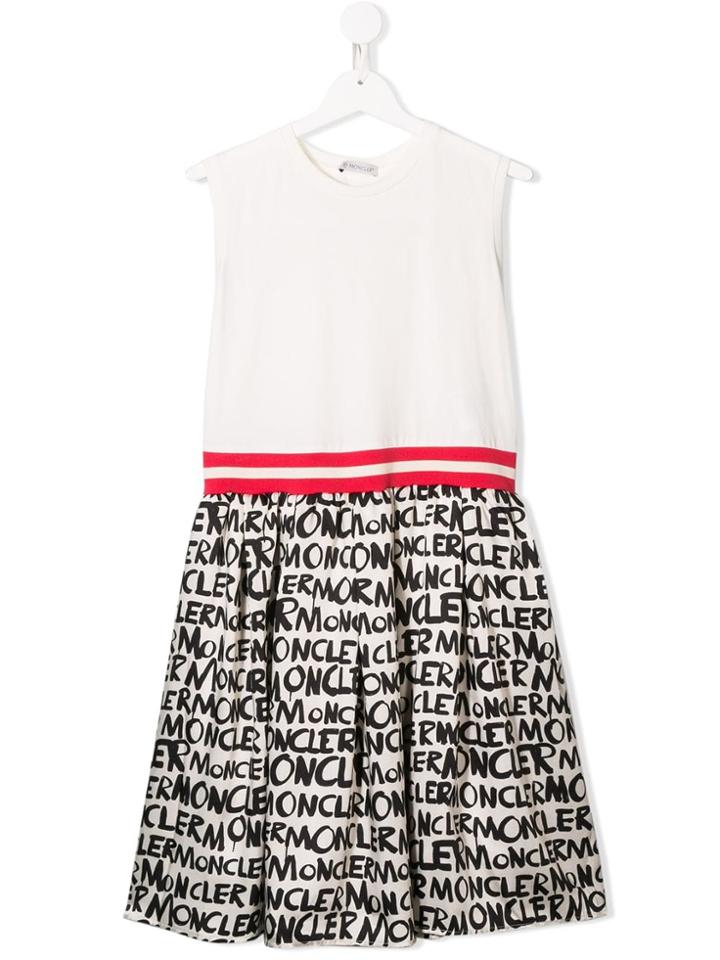 Moncler Kids Teen Casual Logo Print Dress - White