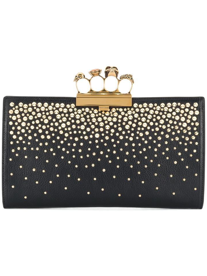 Alexander Mcqueen Skull Four-ring Clutch Bag - Black